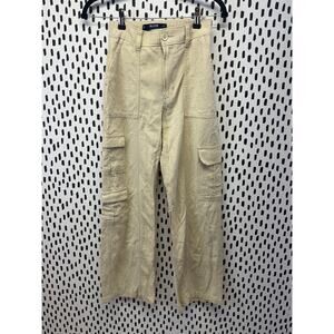 Hollister  High Rise Pants Womens Cargo Vintage Baggy  size Xs linen blend